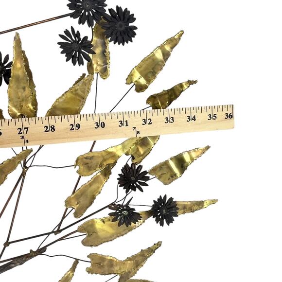 C Jere Metal WALL ART SCULPTURE 37" Signed Copper Leaf Flower Butterfly VTG 60s - Picture 8 of 9